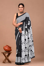 Ready to Wear Jaipuri Mul Cotton Saree for Women | Ikat Batik Printed Pre-Draped Saree