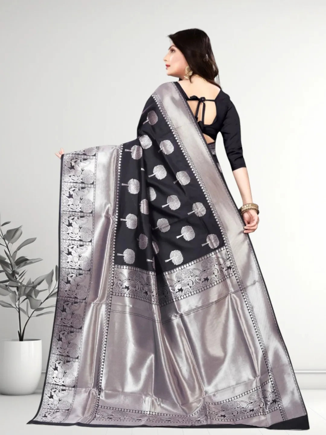 Pionex Banarasi Softy Copper Zari Weaving Brocade Saree