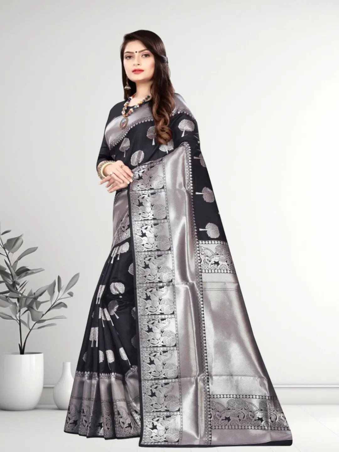 Pionex Banarasi Softy Copper Zari Weaving Brocade Saree