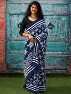 Jaipuri Mul Cotton Ready to Wear Saree for Women | Batik Floral Printed Pre-Draped Pre-Pleated Cotton Saree | Adjustable Waist 26–50 Inch
