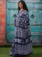Jaipuri Mul Cotton Ready to Wear Saree for Women | Batik Floral Printed Pre-Draped Pre-Pleated Cotton Saree | Adjustable Waist 26–50 Inch