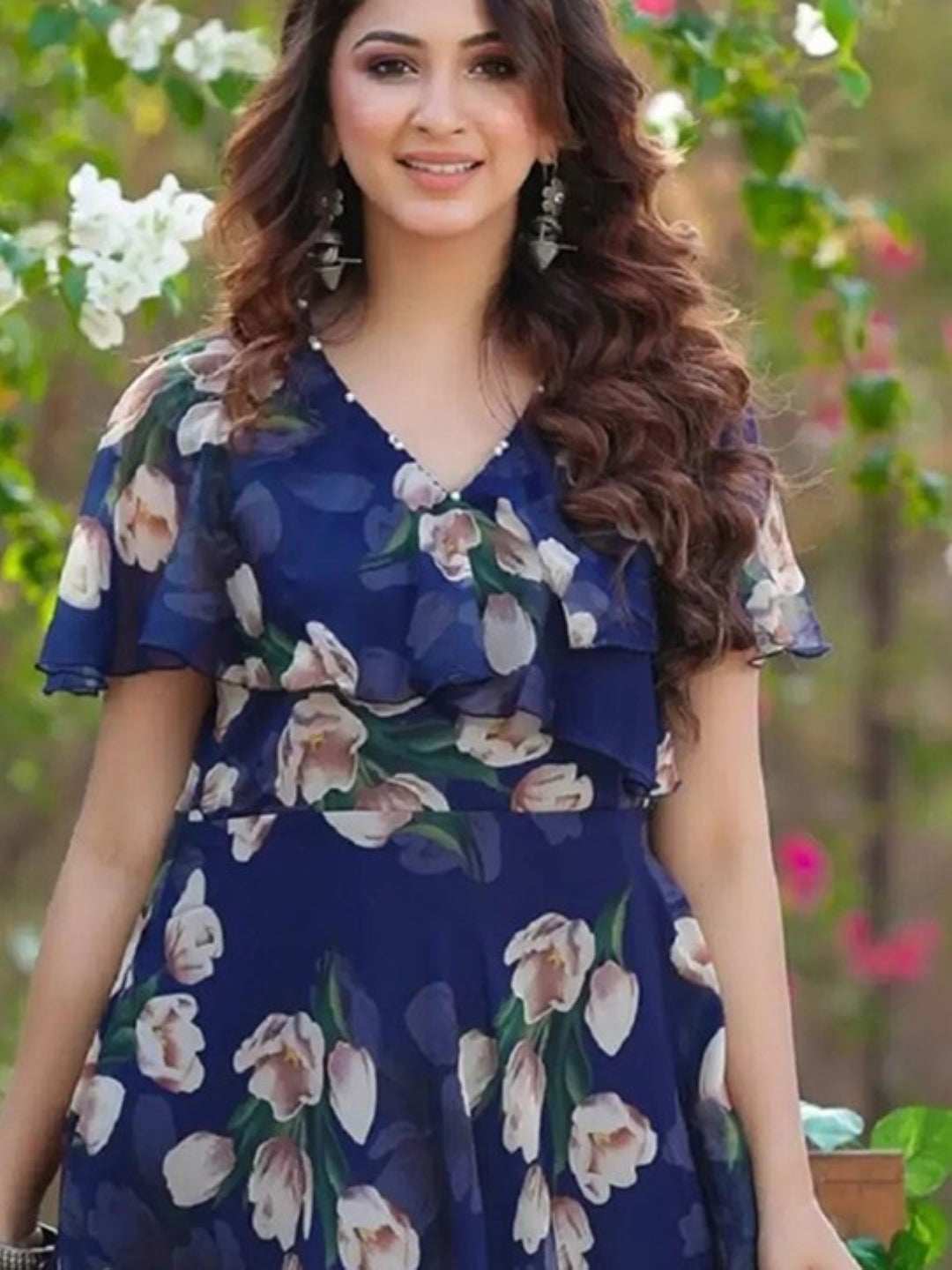 Women Fit and Flare Blue Dress