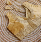 Vichitra Silk Sequin Embroidered Blouse with V-Neck & Tussels