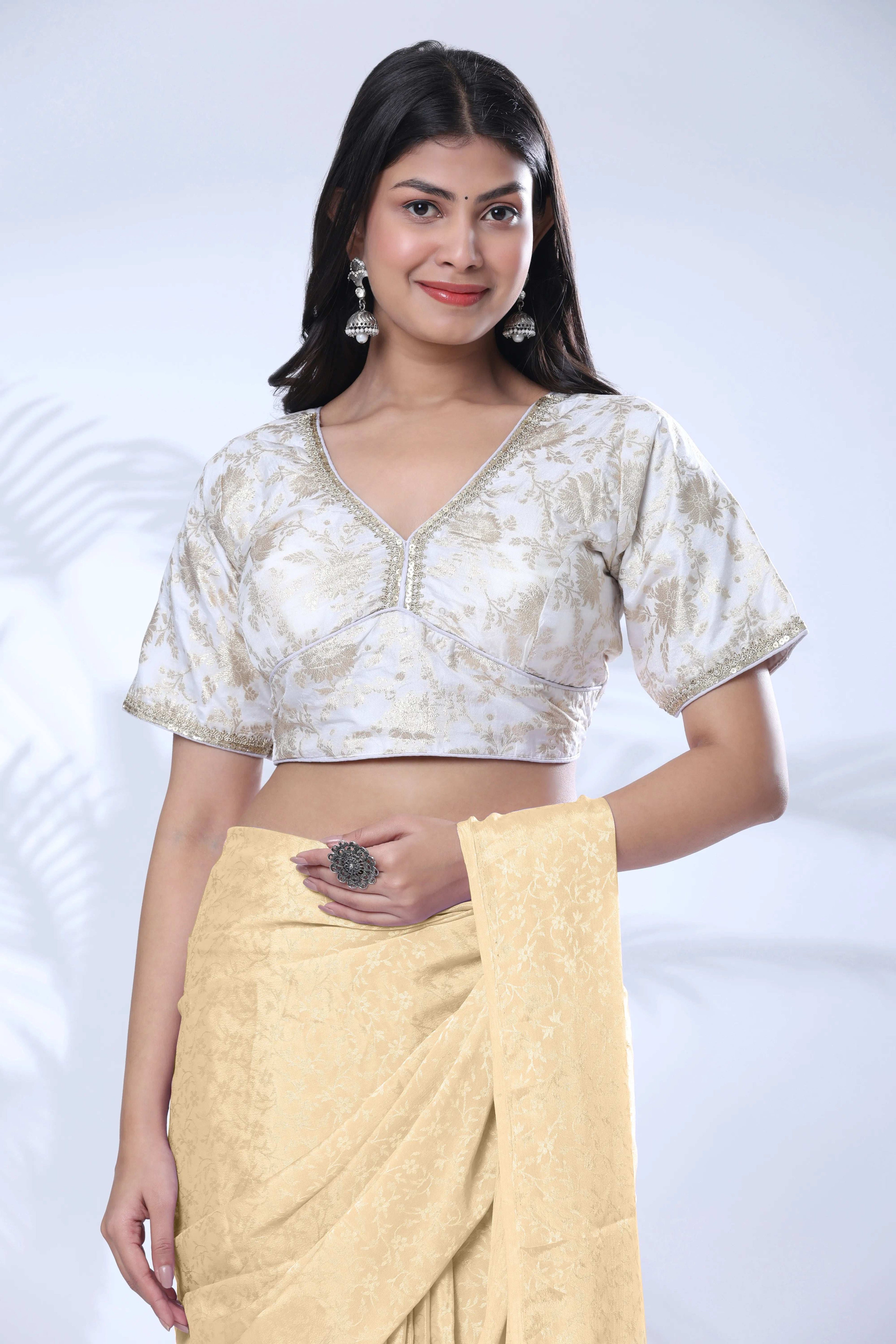 Ready To Wear Chiffon Pink Saree With Stitched Blouse