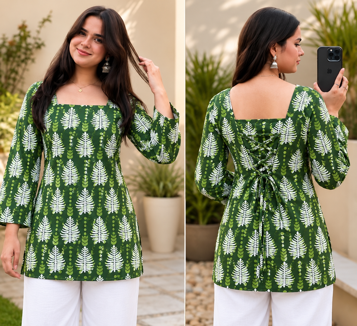 Women Printed Pure Cotton Bell Sleeve Tunic