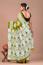 Ready to Wear Jaipuri Mul Cotton Saree for Women | Ikat Batik Printed Pre-Draped Saree