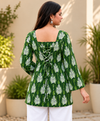 Women Printed Pure Cotton Bell Sleeve Tunic