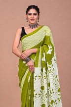 Ready to Wear Jaipuri Mul Cotton Saree for Women | Ikat Batik Printed Pre-Draped Saree