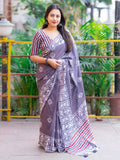 Hot Pink Mul Cotton Printed Saree with Contrast Border - Pionex Fab