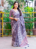 Hot Pink Mul Cotton Printed Saree with Contrast Border - Pionex Fab
