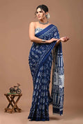 Jaipuri Hand Block Printed Soft Cotton Mulmul Saree - Pionex Fab