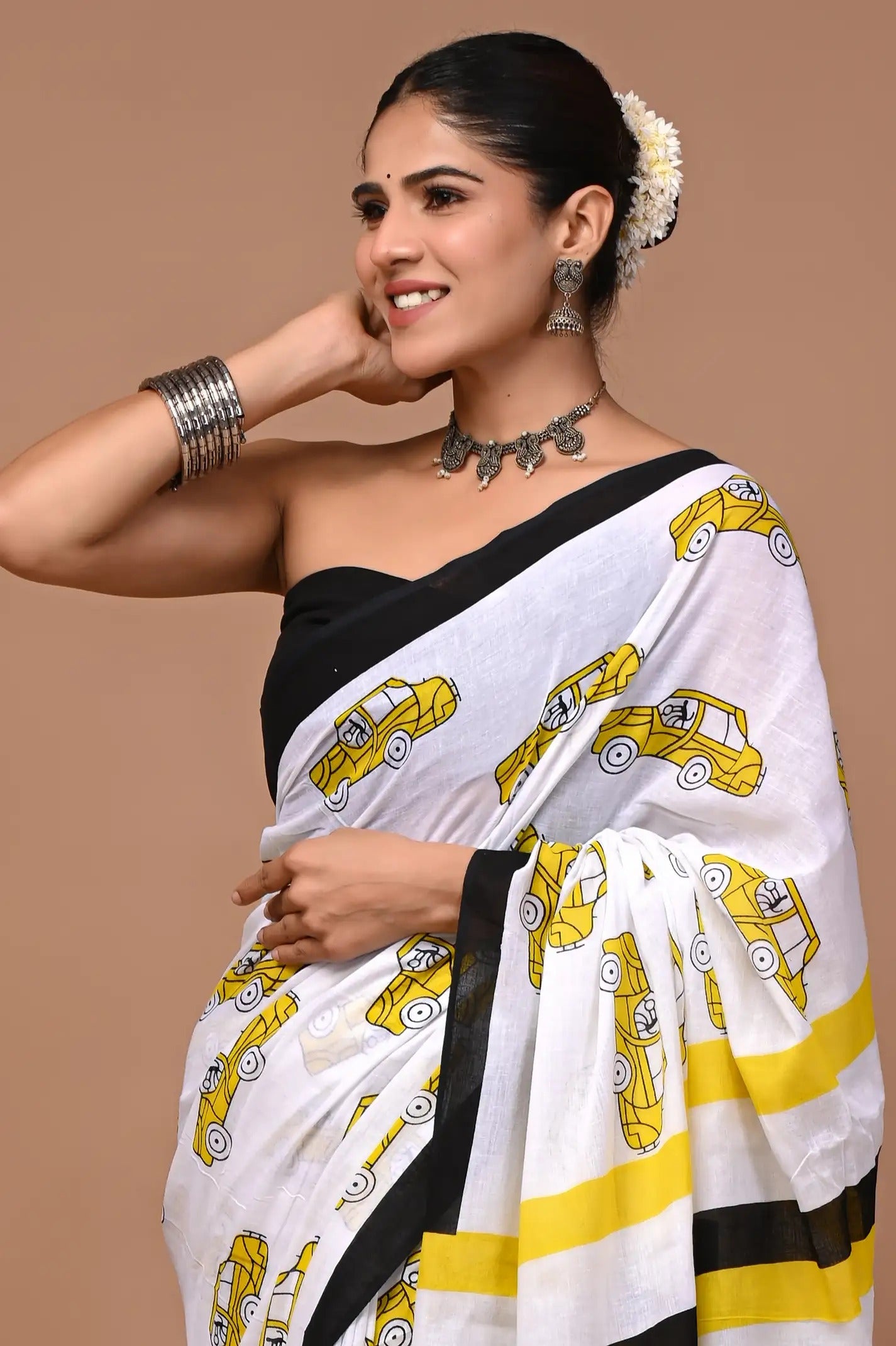Women’s Graphic Print Handloom Mulmul Pure Cotton Saree