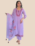 Rayon Lavender Embroidered Kurta Set - Pionex Fab