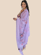 Rayon Lavender Embroidered Kurta Set