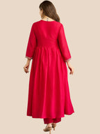 Rani Pink Zari Embroidered Georgette Anarkali Set