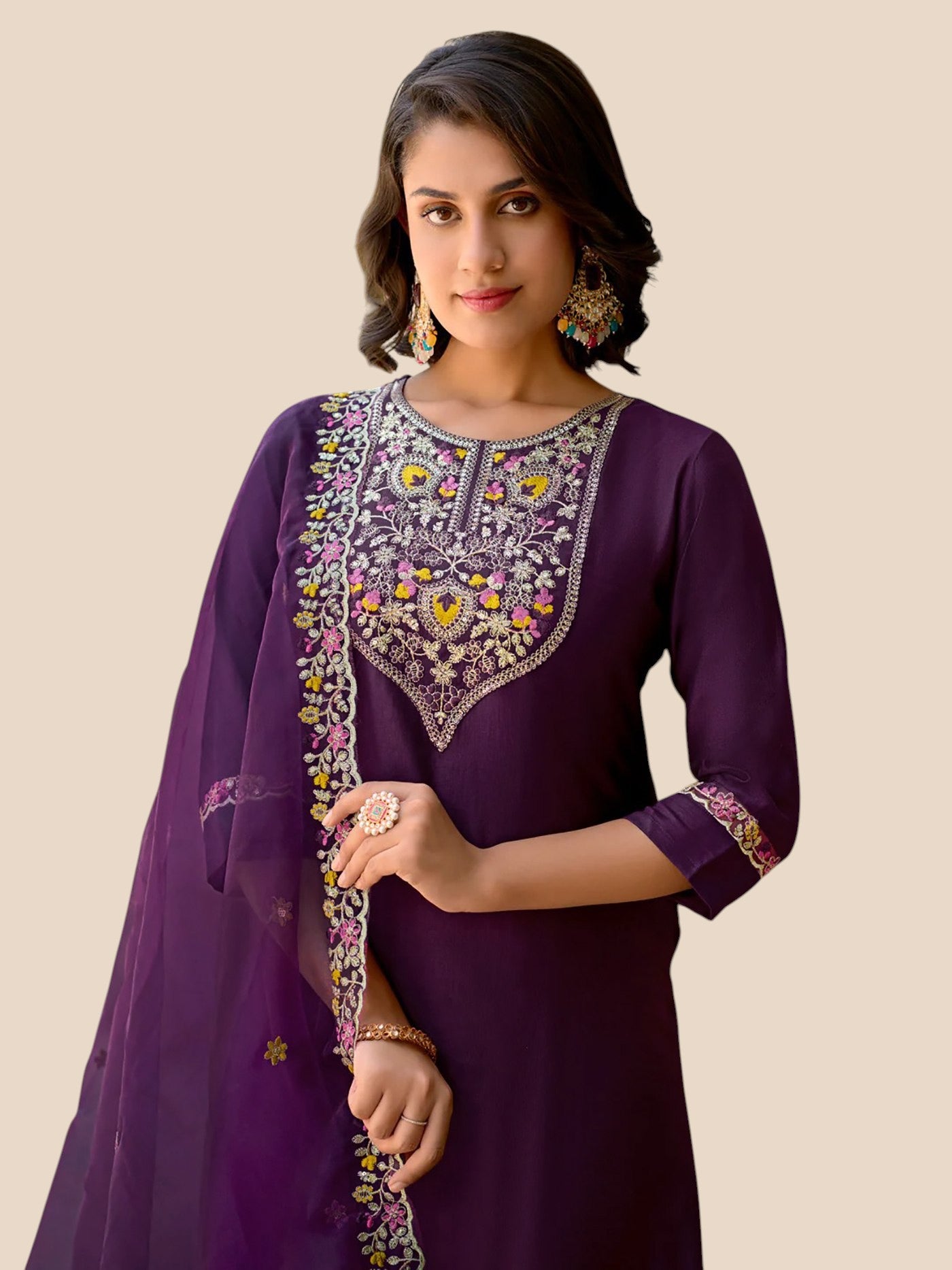 Rayon Cotton Silk 3-Piece Suit Set