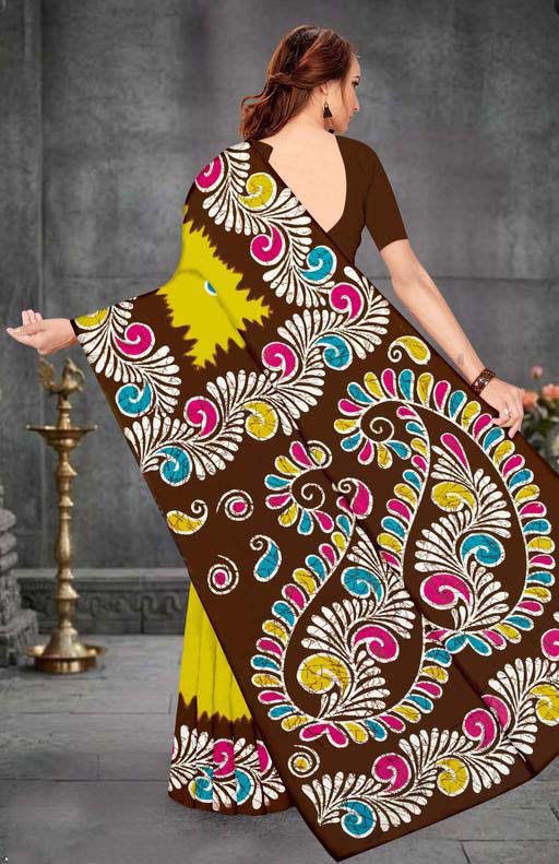 Women’s Printed Pure Cotton Hand Batik Print Saree