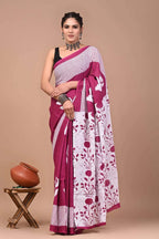 Ready to Wear Jaipuri Mul Cotton Saree for Women | Ikat Batik Printed Pre-Draped Saree