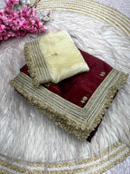 Fandy Satin Saree with Sequin Butti Work and Lace Border
