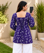 Women Printed Pure Cotton Bell Sleeve Tunic