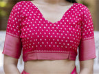 Ready-to-Wear Dola Silk Bandhani Saree with Zari Woven Chevron Border & Designer Pallu