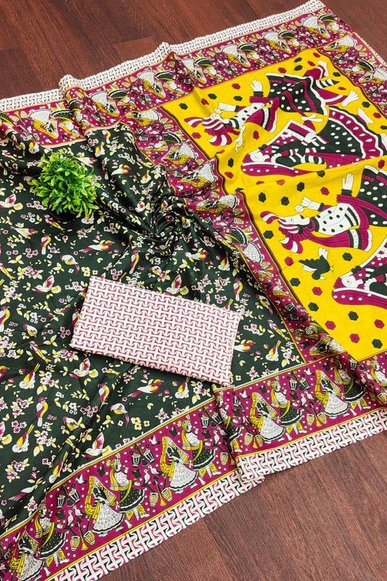 Mulmul Cotton Kalamkari Hand Block Print Saree