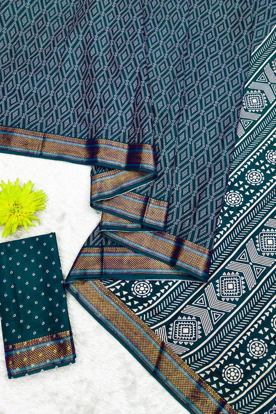 Bandhni Printed Elegance Mulmul Cotton Zari Border Saree