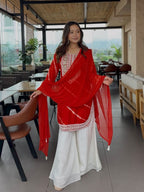 Festive Rani Pink Kurta Set with Peacock Embroidery & Gota Work