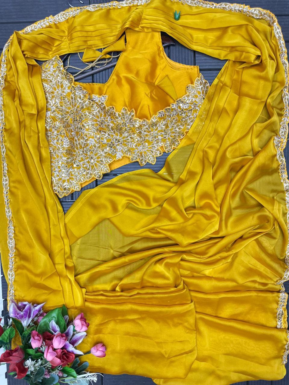Stylish Embroidered Sequin work Ready-to-Wear Saree