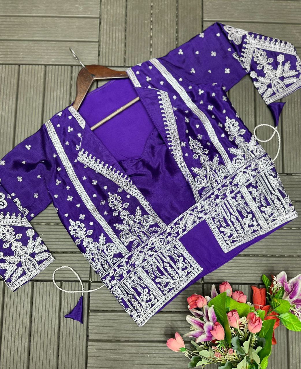Ready-to-Wear Saree with Embroidered Sequin Jacket and Belt