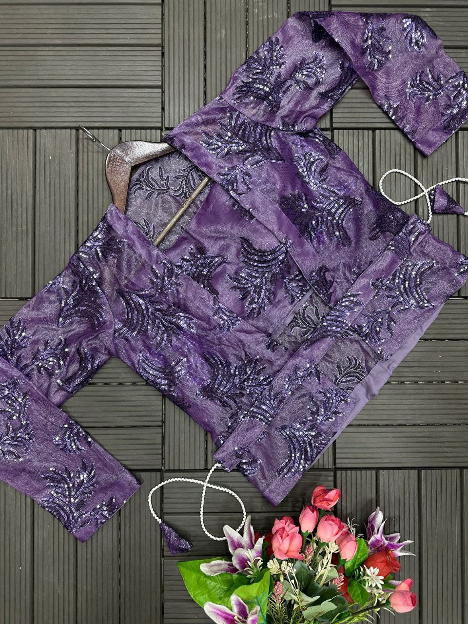 Elegant Ready-to-Wear Saree with Embroidered Sequin Jacket and Belt