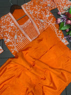 Embroidered Indo-Western Draped Skirt & Crop Top with Blazer Jacket
