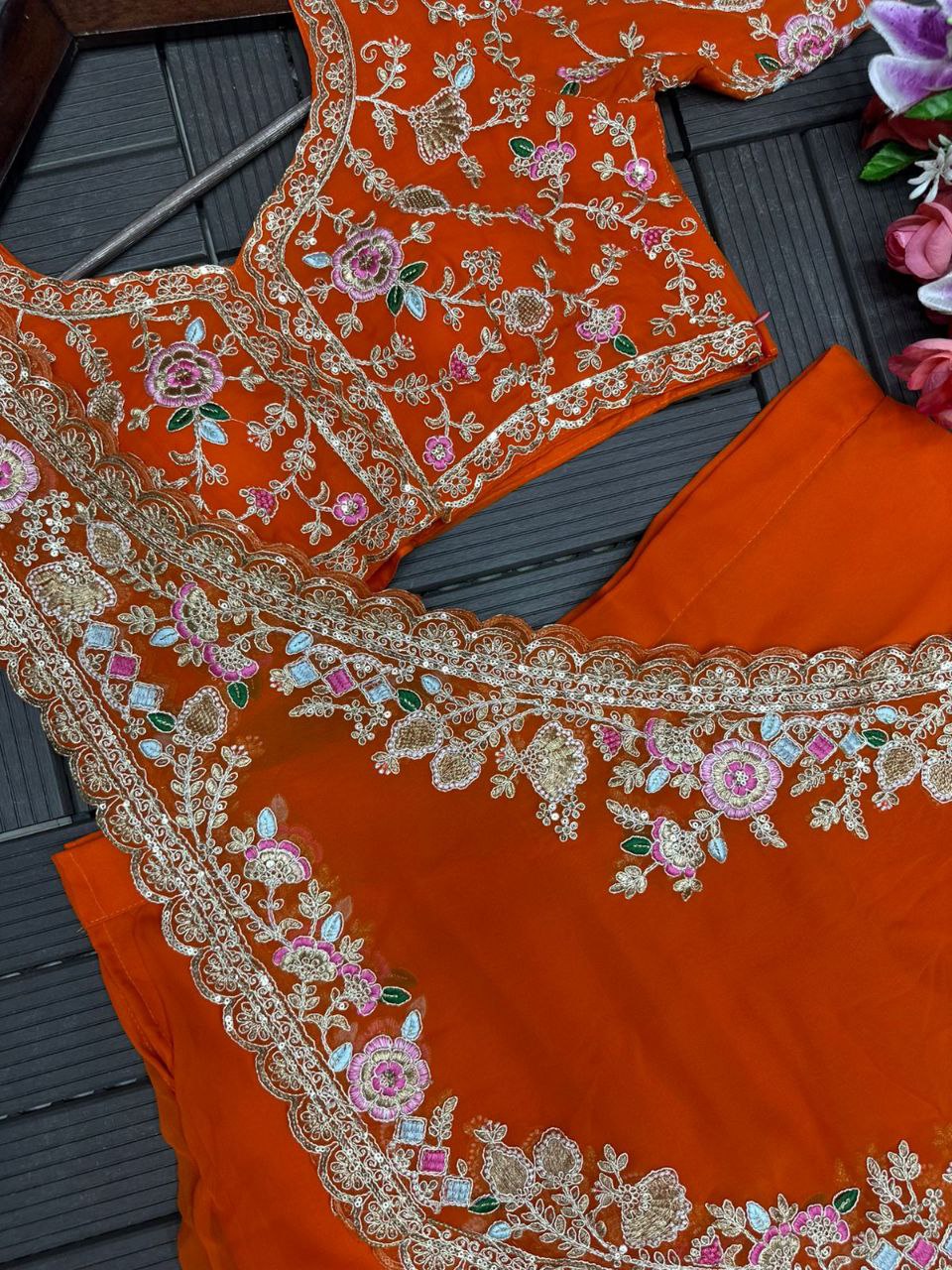 Regal Gold Crush Lehenga Choli with Embroidered Jacket and Dupatta