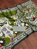 Trendy Mulmul Cotton Kalamkari Hand Block Print Saree