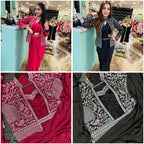 Embroidered Sequin Jacket with Ready-to-Wear Saree and Belt