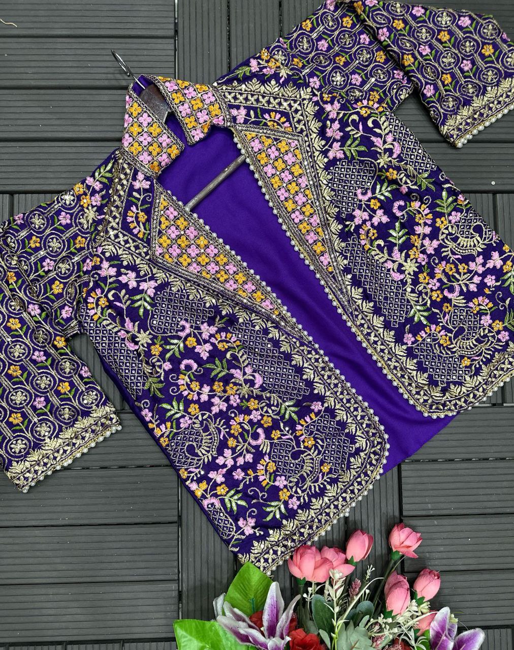 Designer Mehndi Green 3-Piece Palazzo Set with Heavy Embroidered Jacket