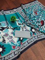 Trendy Mulmul Cotton Kalamkari Hand Block Print Saree