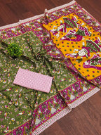 Mulmul Cotton Kalamkari Hand Block Print Saree