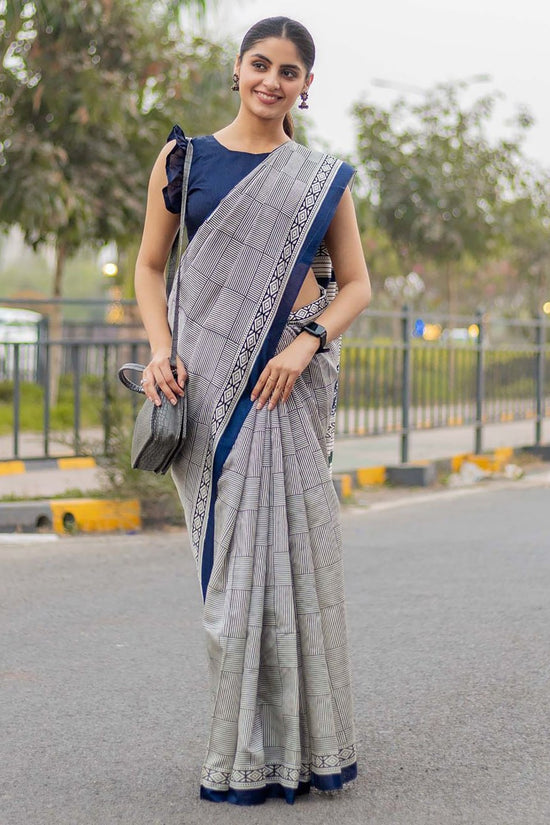 Printed  Mulmul Cotton Saree for Woman