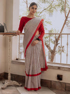 Mulmul Cotton Block Printed Saree