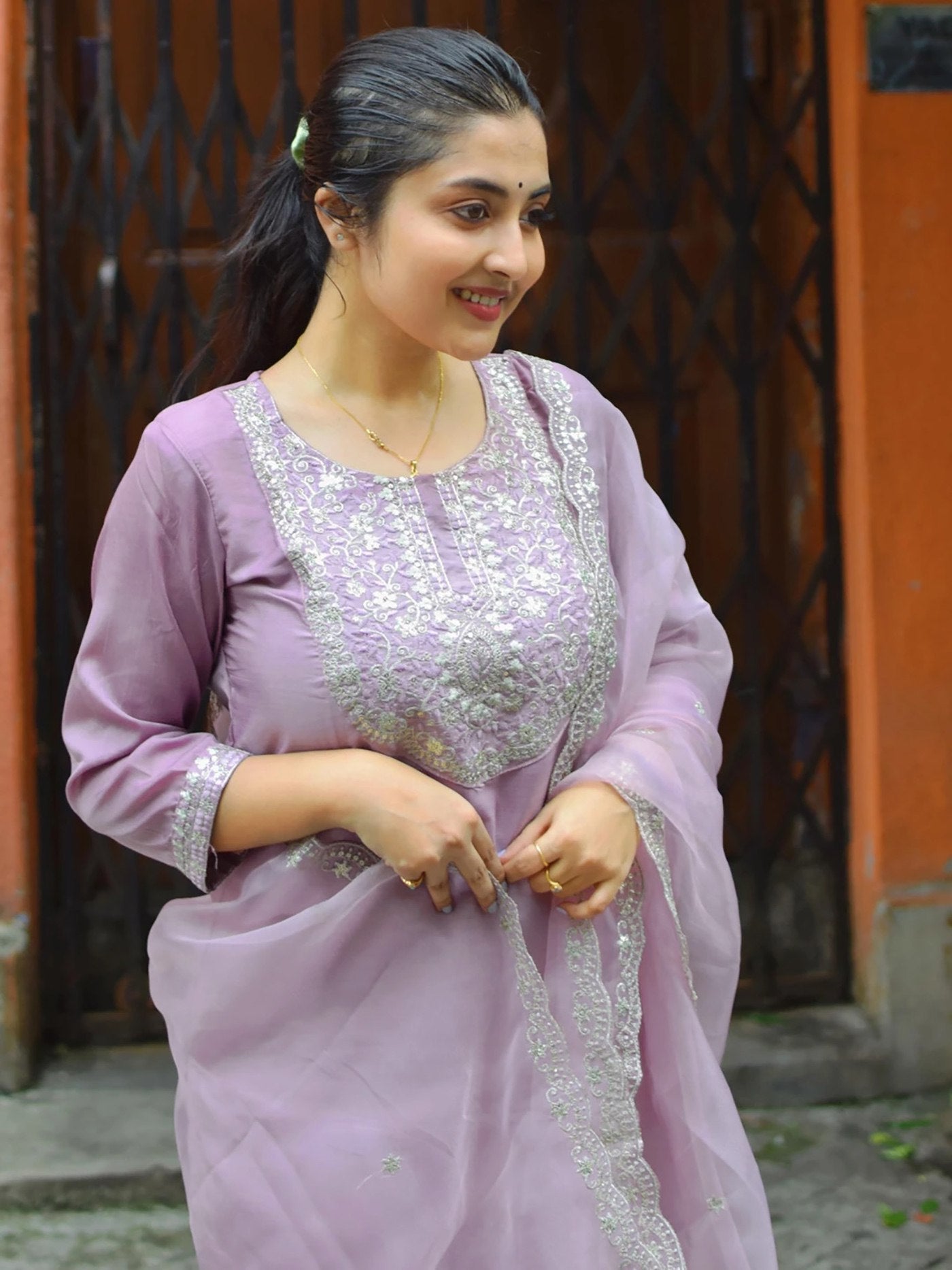 Cotton Silk Embroidered Kurta Set with Dupatta Set