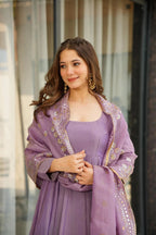 Vichitra Silk Women's Embroidered Kurta Set with Dupatta