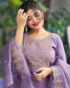 Women's Embroidered Cotton Silk Kurta Set with Dupatta