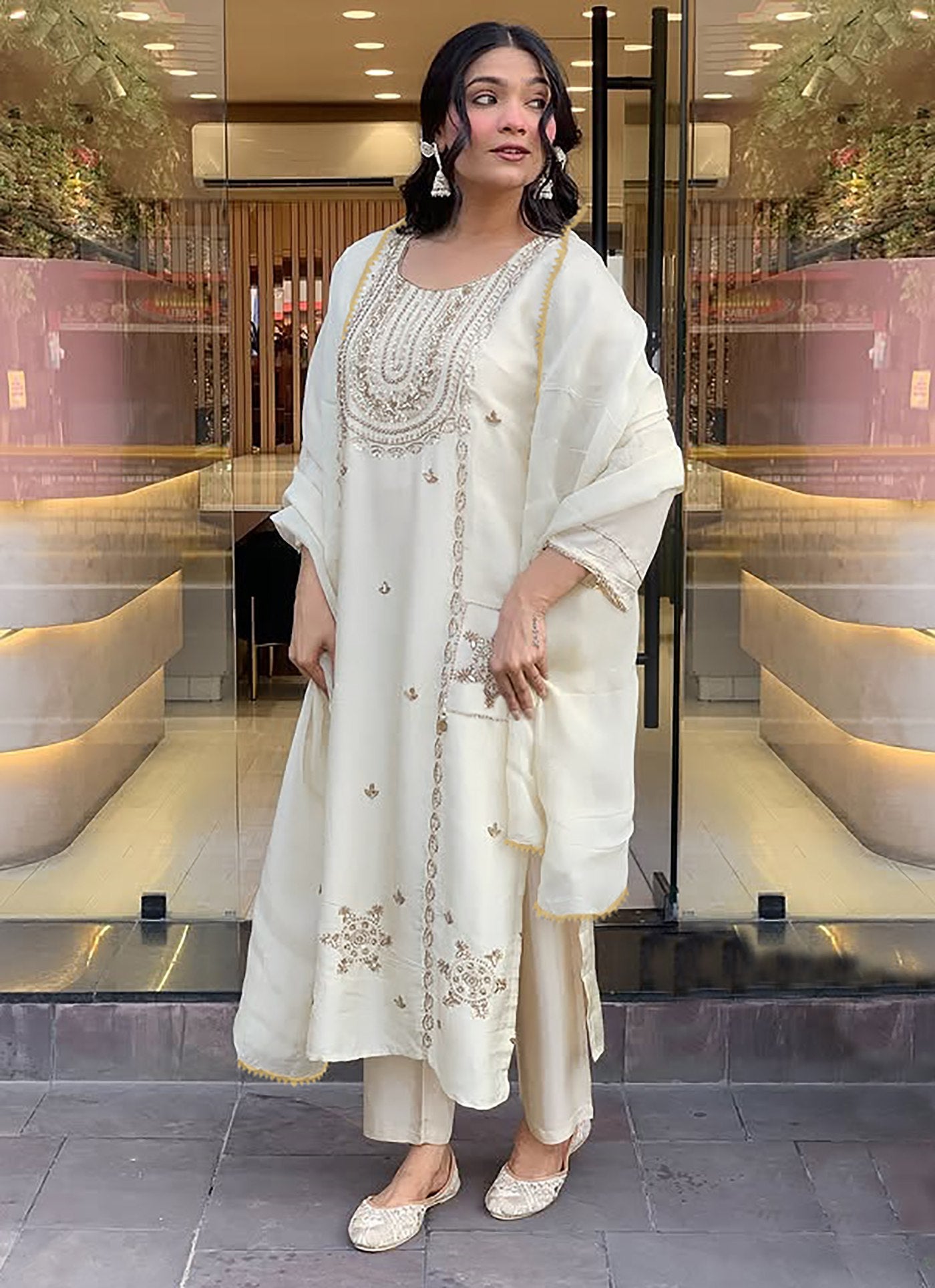 Women's Cotton Silk Embroidered Kurta Set with Dupatta