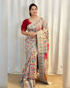 Pionex kashmiri pashmina patola litchi cotton silk saree