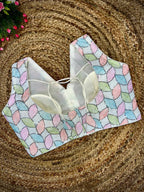 Embroidered Georgette Blouse with V-Neck