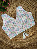 Embroidered Georgette Blouse with V-Neck