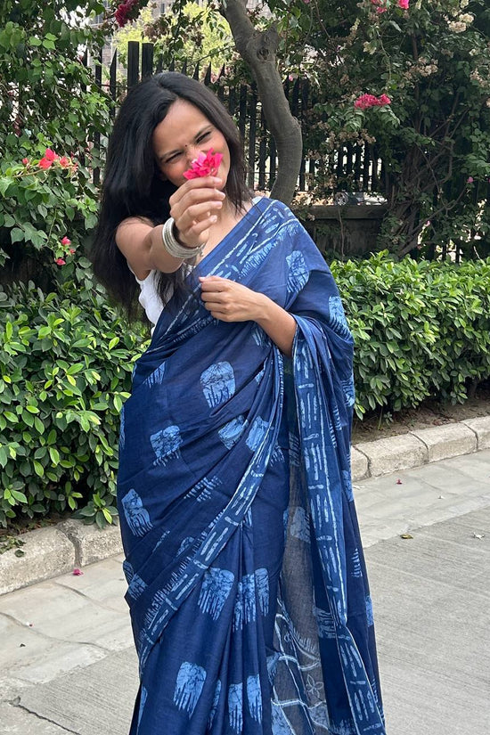 Mulmul Cotton Abstract Printed Saree