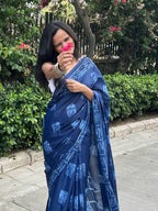 Mulmul Cotton Abstract Printed Saree