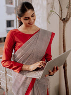 Mulmul Cotton Block Printed Saree